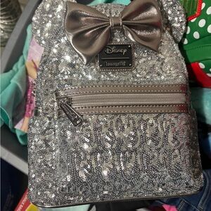 Loungefly Glittering Silver Mini Backpack